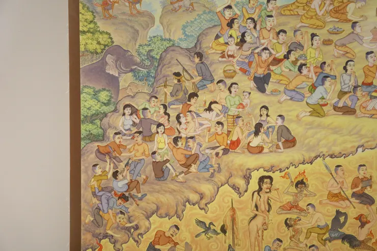 ▲普瑞查．拉查旺〈三世〉（局部）。描繪了對於死後輪迴與地獄的模樣。