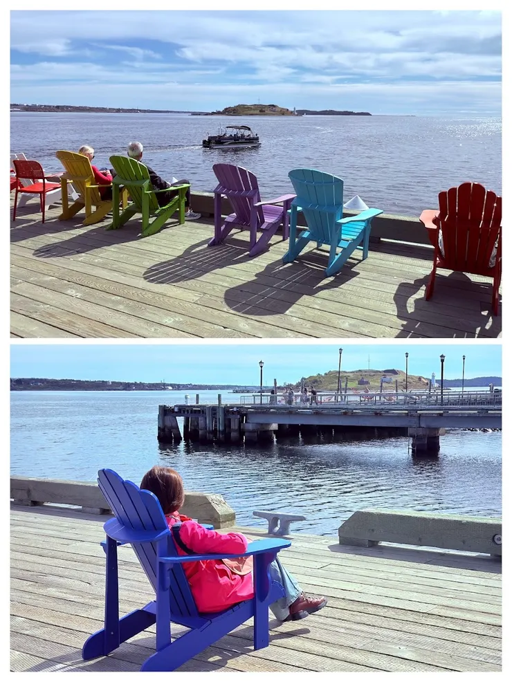 曬太陽休息一下，對面是麥克納布斯島。