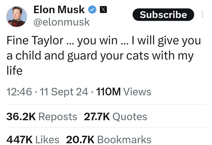 截自 Elon Musk X