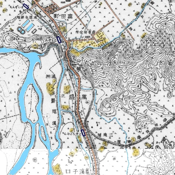 萬盛溪與鐵路交叉後匯入舊景美溪