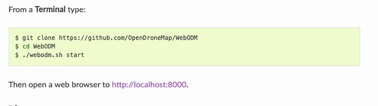 在mac terminal上 先把webodm clone 下來，換到Webodm資料夾，./webodm.sh start 即可安裝