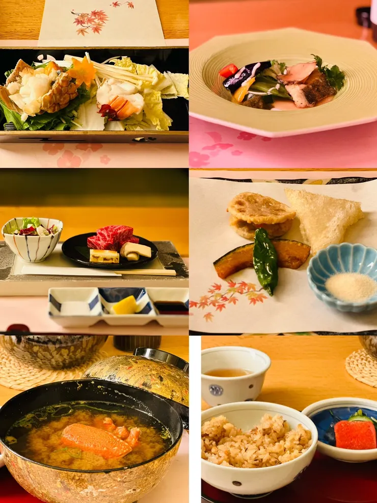 龍蝦 和牛 鮑魚沙拉 螃蟹湯 炸蔬菜炊飯