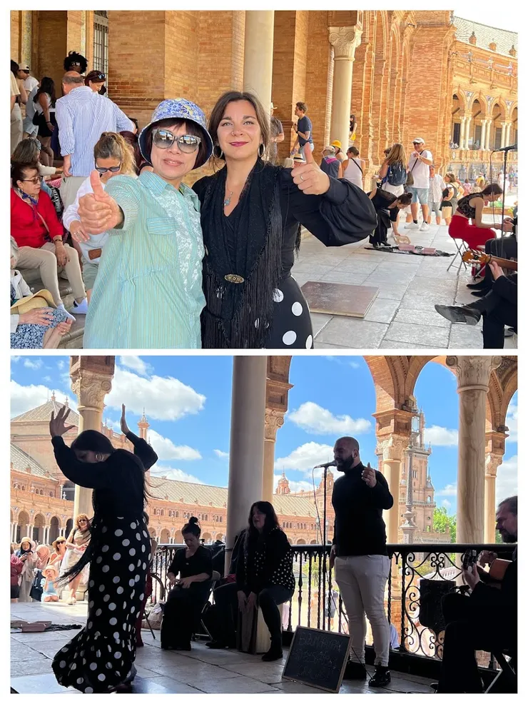 和佛朗明哥表演舞者合照，要記得「抖內」鼓勵喔！