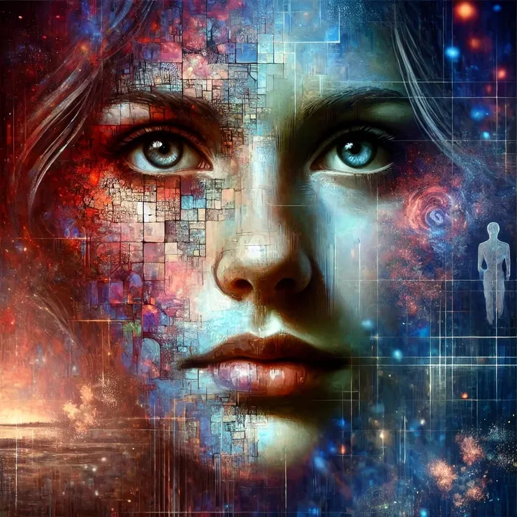 Jane traced her fingers over the flickering visage. "She's been fragmented," she said. "Split between moments, between selves." She reached for her tools - not brushes, nor pens, but threads of code and light.