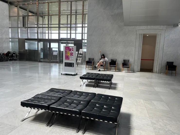 Lounge area on the first floor of the Museum of Fine Arts