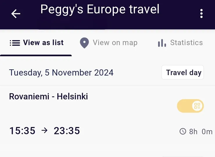 黃色按鈕啟用，即可以使用車票，消耗一天的Travel day。