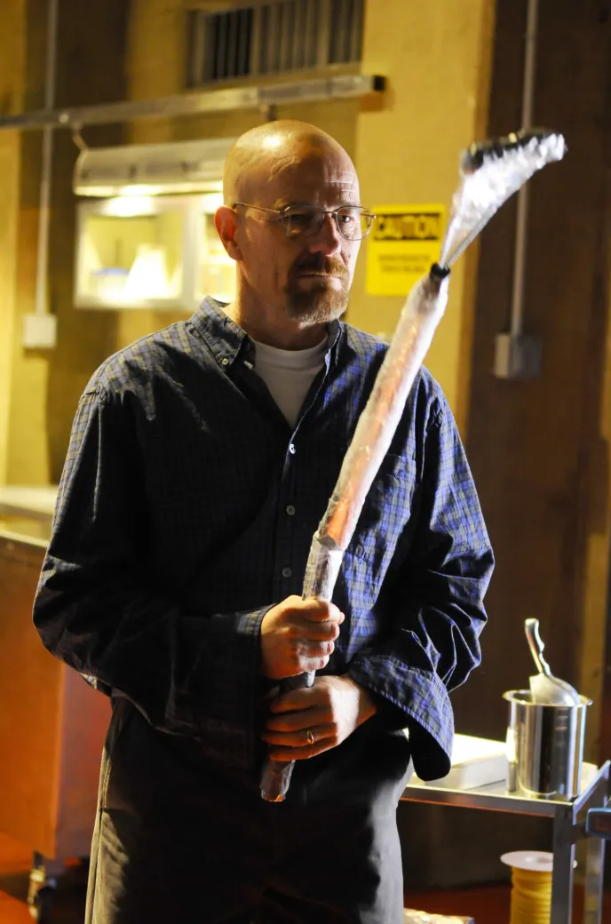 華特的自製捕蠅拍，真的很有喜感XDD 圖片來源自IMDB《絕命毒師》