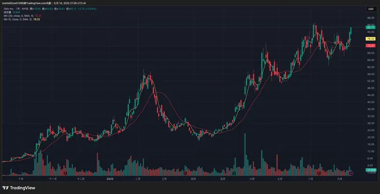 OKLO 過去一年股價表現，Source: TradingView