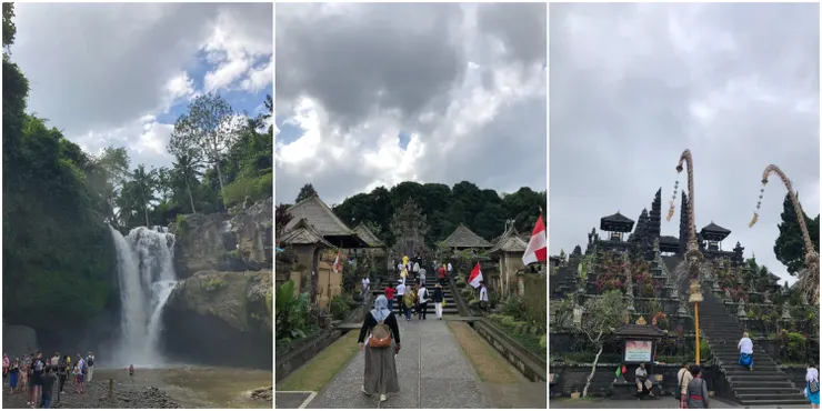 Mei Chen提供。由左至右：Tegenungan瀑布/Penglipuran村/百沙基母廟
