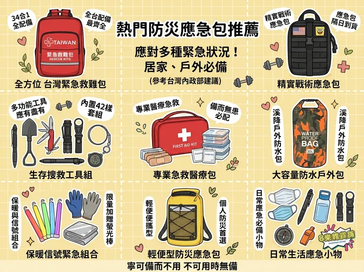【防災包推薦】地震來了拿著就跑！Dcard/PTT避難包評比：租屋族/家庭必備，台灣緊急救難包/台灣人防災包