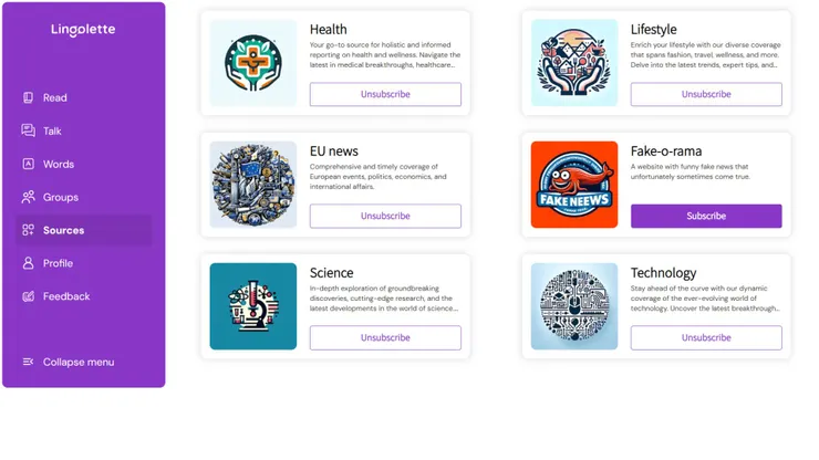 訂閱自己感興趣的主題