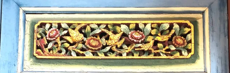 牡丹雕花。(CaCa於台南陳德聚堂拍攝)。