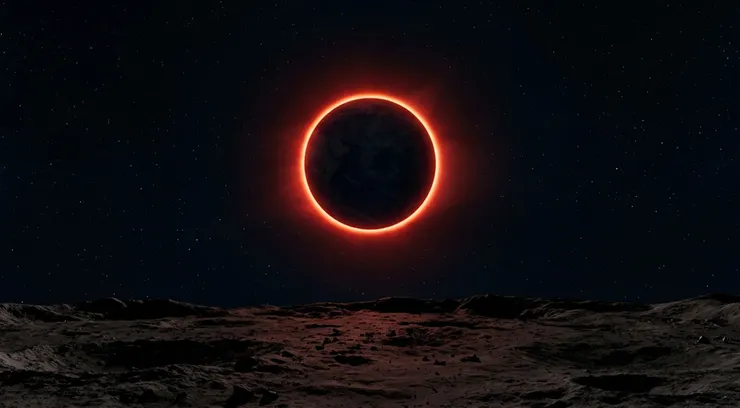 月球上的月食（Gemini 模擬示意圖）