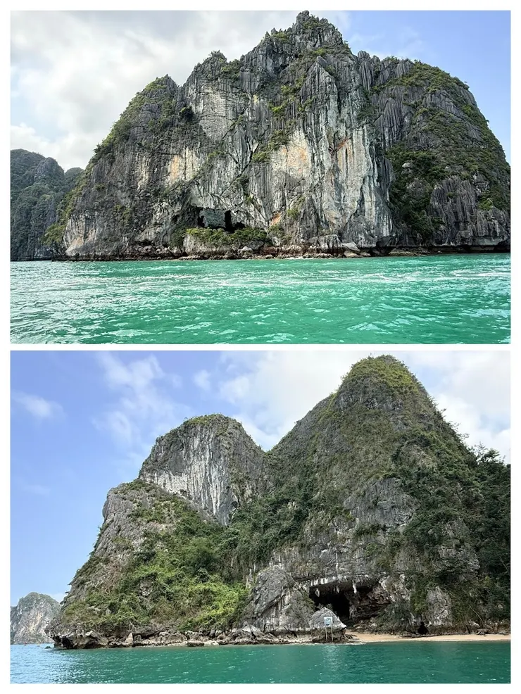 私人島嶼前後方洞口和沙灘