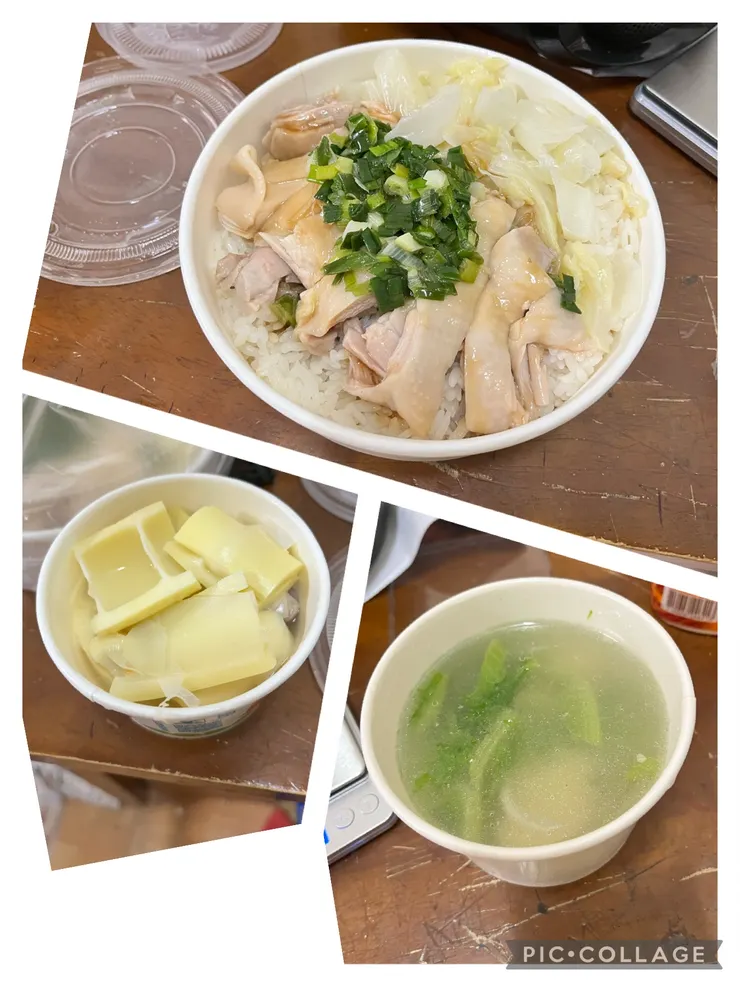 蔥油雞飯、桂竹筍、魚片湯，全部NT$165搞定，算近期難得平價的一餐。