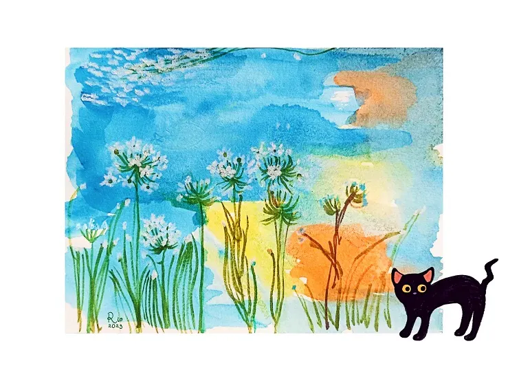 〈韭菜花的奇想〉，Ms Rio 繪於2023年9月