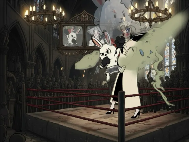 神聖的彩繪玻璃牽制了邪惡之心,斑點兔擊出了靈魂的一拳,替所有的斑點動物報了一箭之仇。