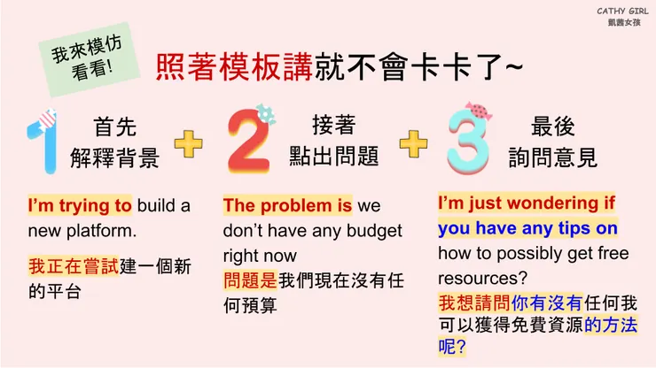 照著模板句型講就不會卡卡了！