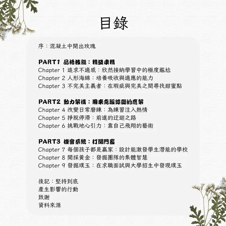 目錄節錄自《隱性潛能》博客來頁面