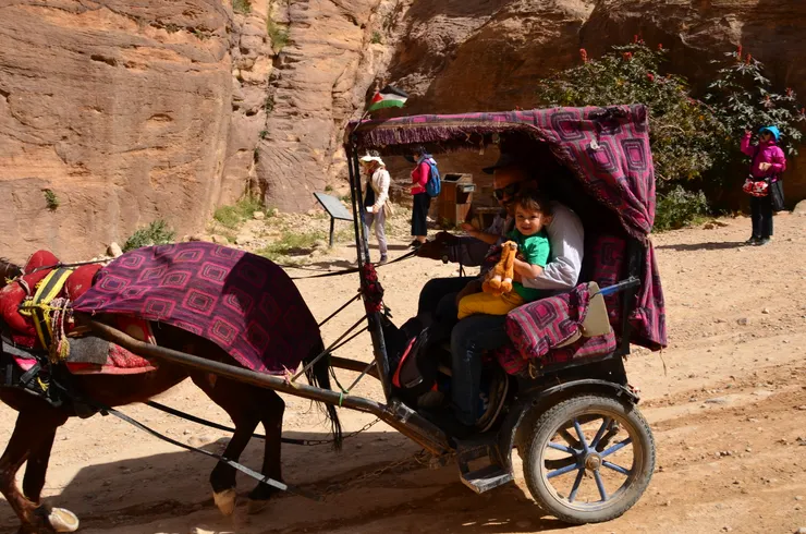 坐馬車的可愛小朋友