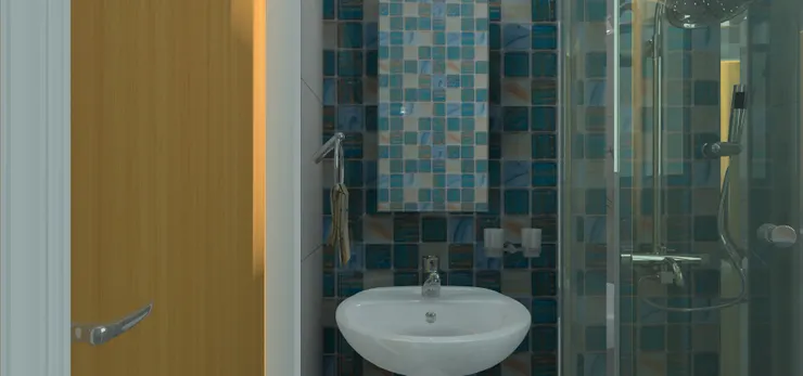 洗手盆這空間雖然很小，但也有抹手布和刷牙用品。