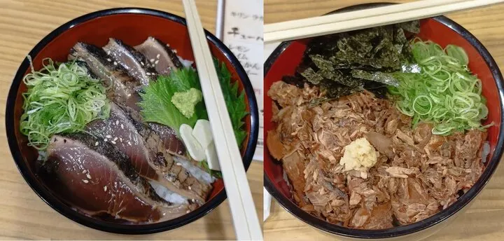 鰹魚半敲燒 950円：5顆星(強力推薦)  /  鰹魚煮丼 650円：4顆星(強力推薦)  