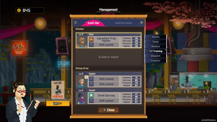 員工培訓後甚至可以協助端菜外的其他工作