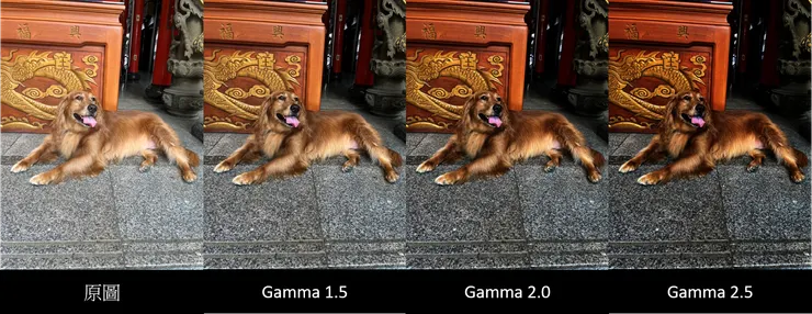 不同伽瑪校正結果