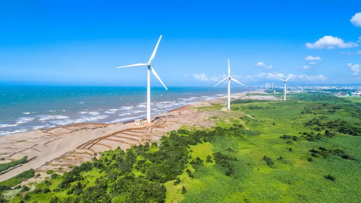 桃園『觀音草漯沙丘』的三⾊壯闊美景讓人心曠神怡，留下美好回憶。