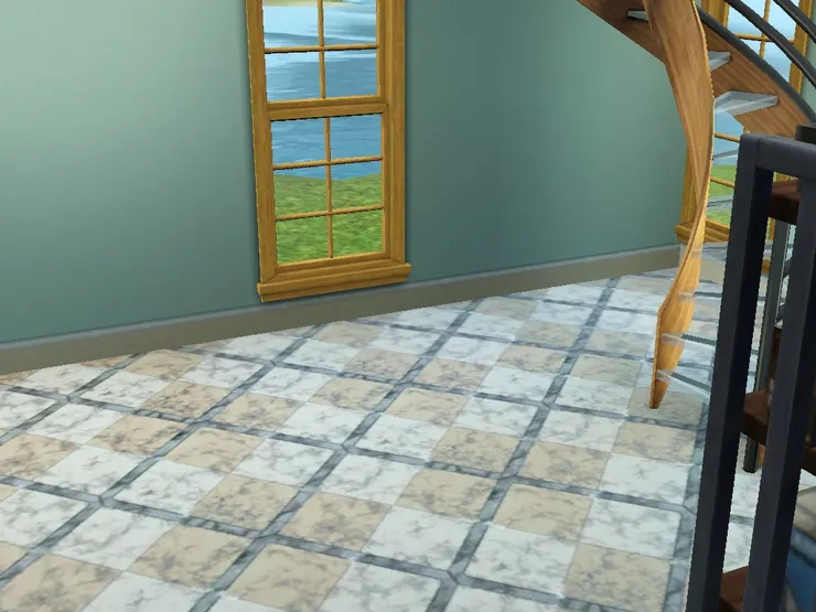 這些也是大理石地磚，只是因為這裏的木質用了一些淺粉色。