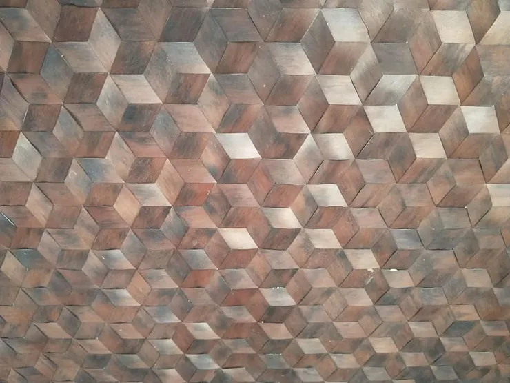 圖5：二樓座敷之「龜甲紋網代天井」