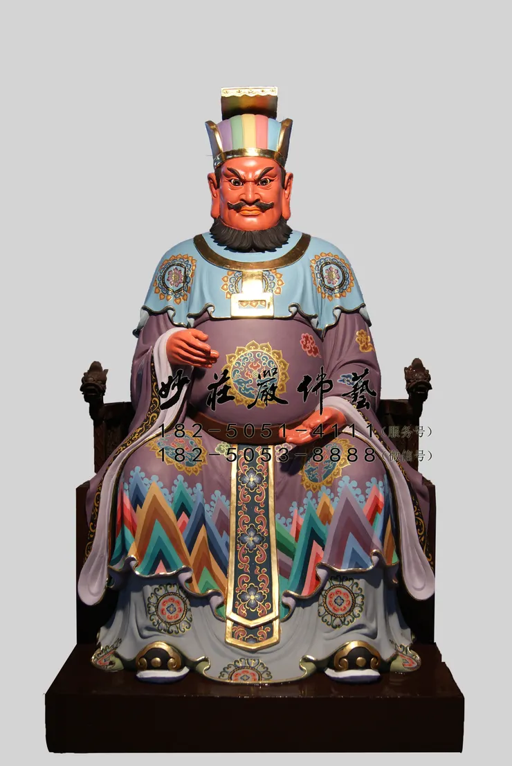 輪迴王彩繪塑像