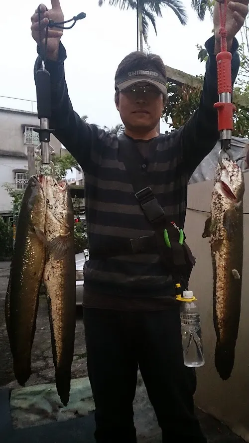 可能是 1 人、釣魚、釣竿和文字的圖像