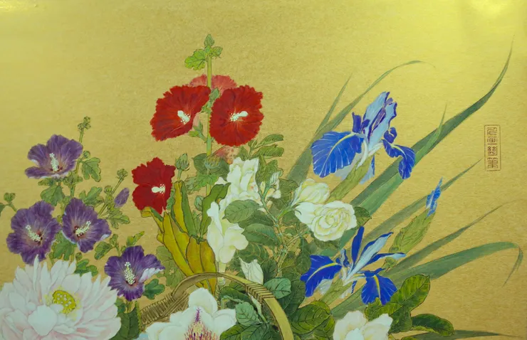 〈夏日花卉〉局部－落款「千畫斷筆」