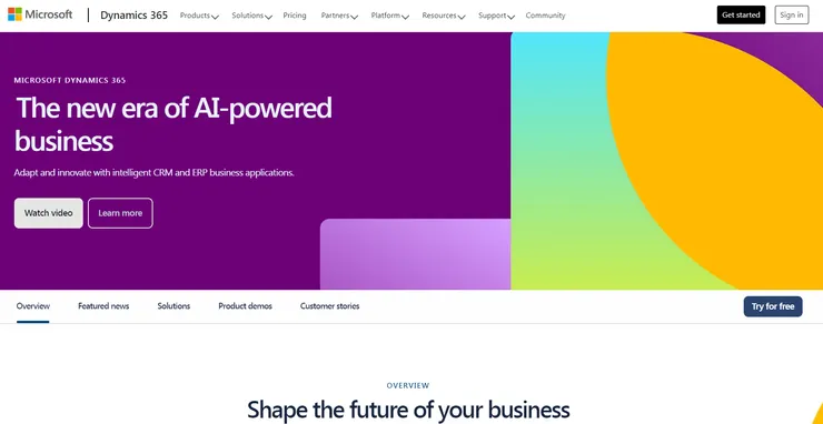Microsoft Dynamics 365 official website