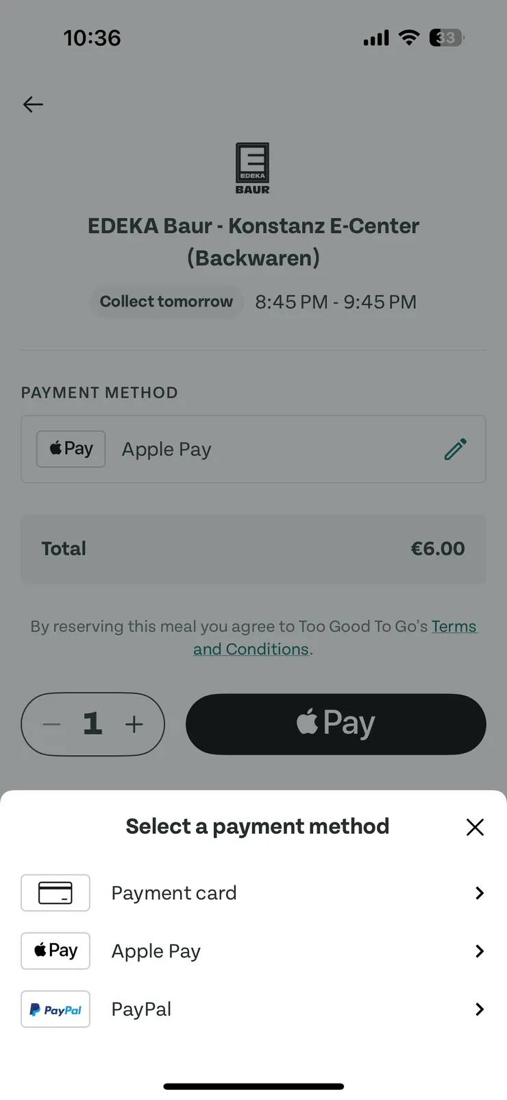 TooGoodToGo付款方式