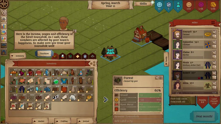 一棟名宅提供一份村民勞力，可以雇傭工作，但效率比族人低，農田跟牧場不用付薪水