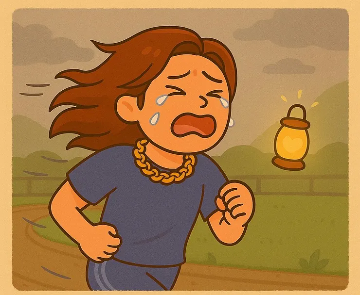 「我邊跑邊哭，情緒決堤得猝不及防。 那不是軟弱，是終於願意讓痛出來。