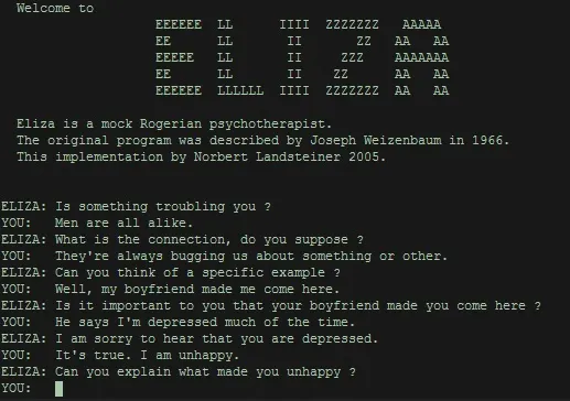 很有時代感的ELIZA介面