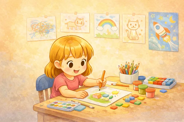 藝術啟蒙,不在於畫具多,而在於孩子能自由表達。