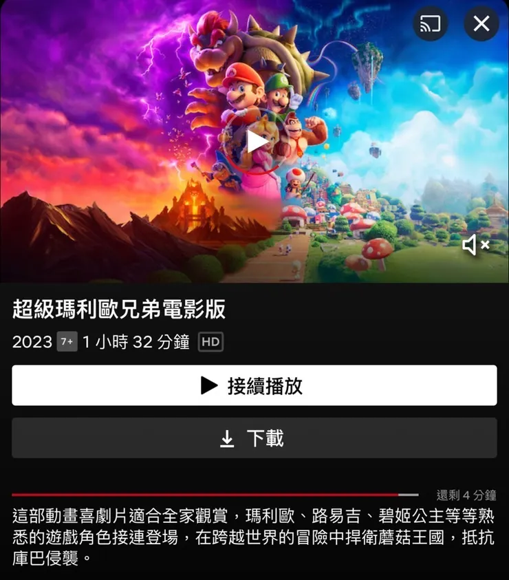 超級瑪利歐兄弟電影版/截圖來自網飛