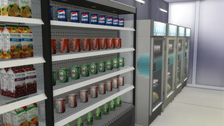 我不確定樓上有沒有飲品，但散裝冷飲都在這裏。