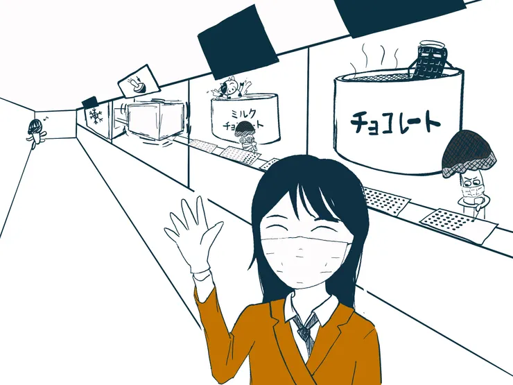 雖然參觀的當天剛好在做設備清理,所以沒辦法看到設備的運轉。幸好每一個參觀站都有設一台電視解說,才讓我們能夠理解きのこ的製作。