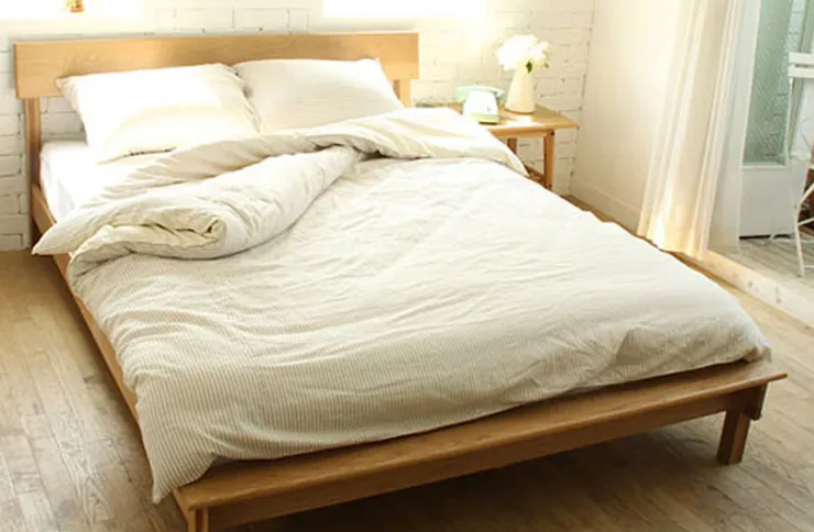 搭配米色調床包 十木床架質感100分