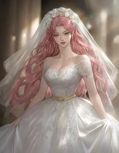 PixAI生成的古風婚紗春野櫻女神