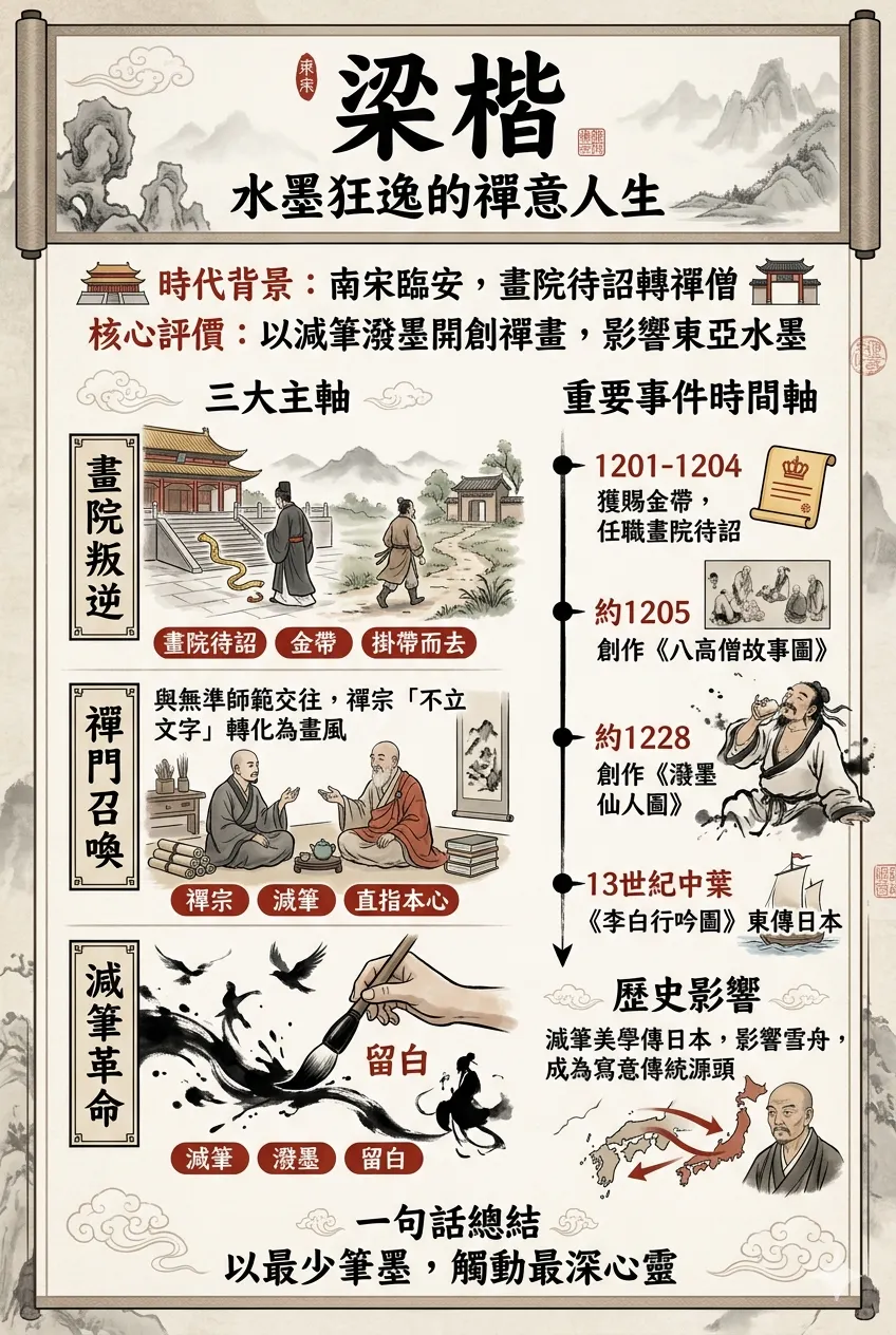 禅画。扇面。明治時代。臨濟宗高僧..大德寺..松雲和尚。美品。茶道美術 南宋梁楷：水墨狂逸的禪意人生