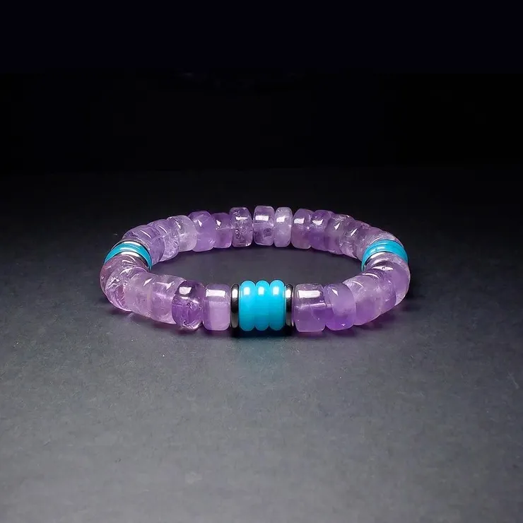 天河石結合紫水晶 男士手鍊