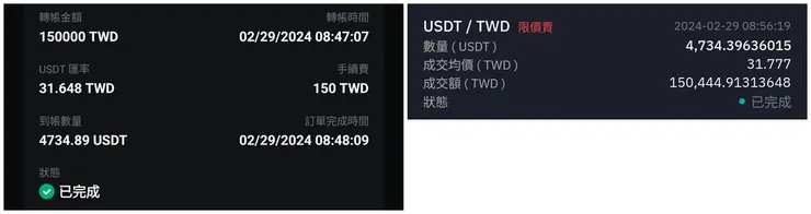 Rybit 買進紀錄 vs BitoPro 賣出紀錄