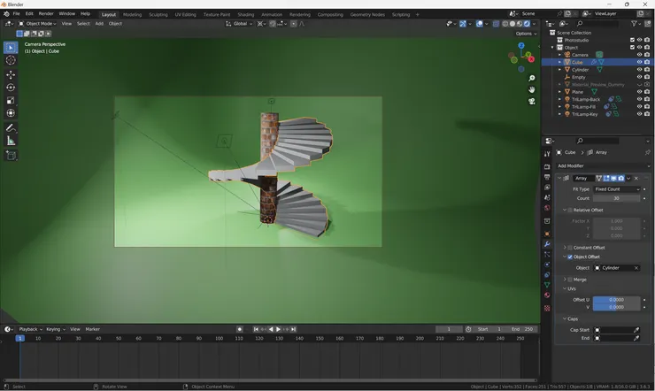 掌握陣列的用法可以快速做出可調整的旋轉梯