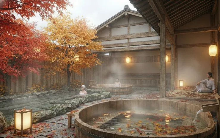 render ai 3ds max ai-rendered onsen interior lighting mood